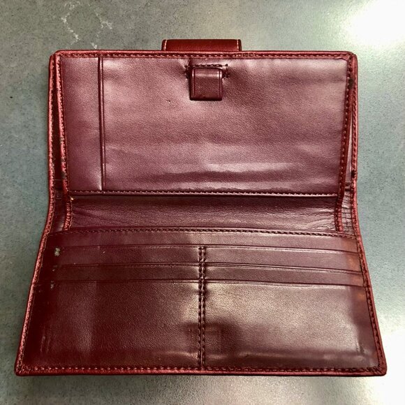 Vintage Coach Bordeaux Signature Print Patent Leather Trim Turn lock Close-New - Picture 4 of 10